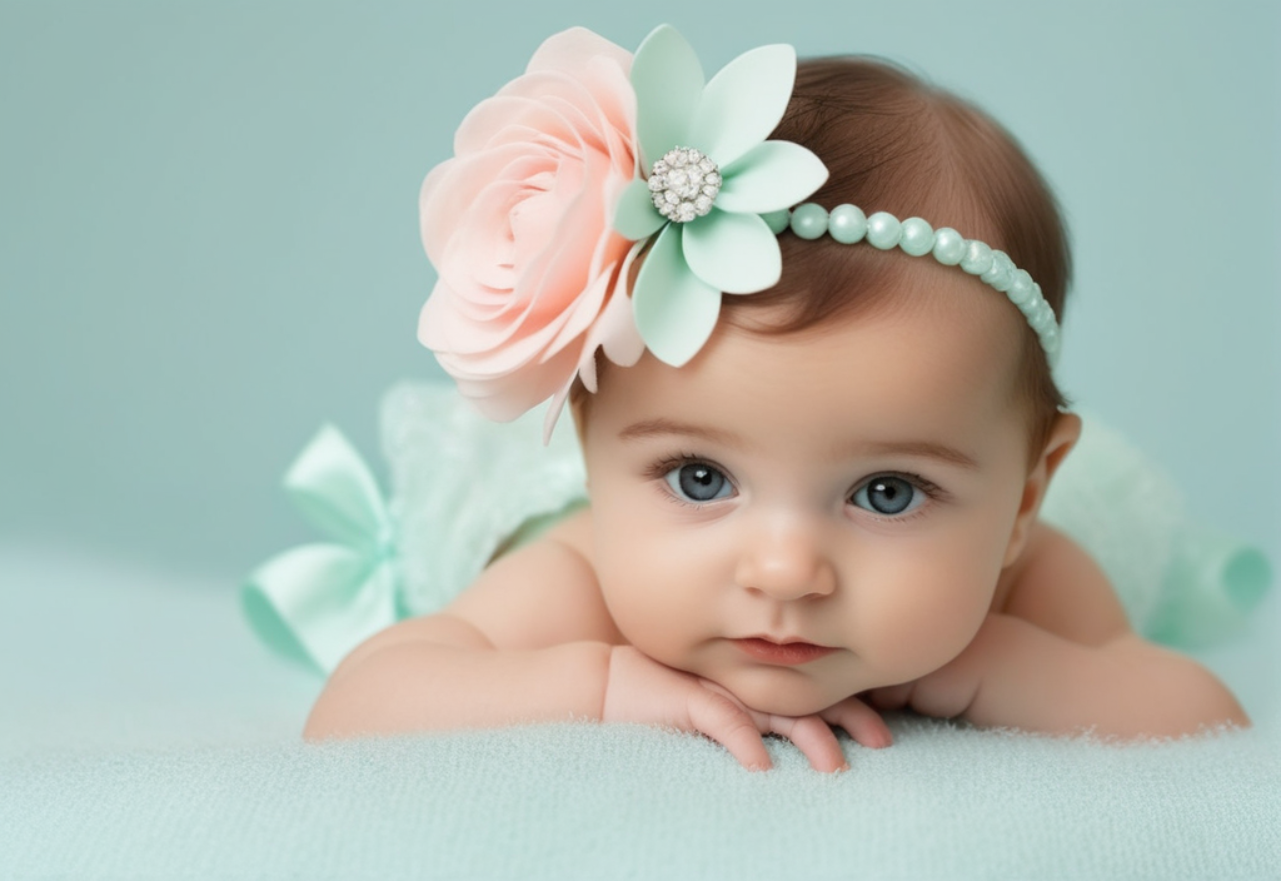 Imagem destacada de uma lista encantadora de nomes de bebê para 2024, apresentando opções chiques e significativas. Fofura em foco: Bebê menina irradiando alegria e doçura com seu nome especial em 2024, parte da emocionante tendência de Nomes de Meninas 2024