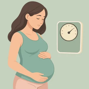 Mulher medindo a barriga durante a gravidez