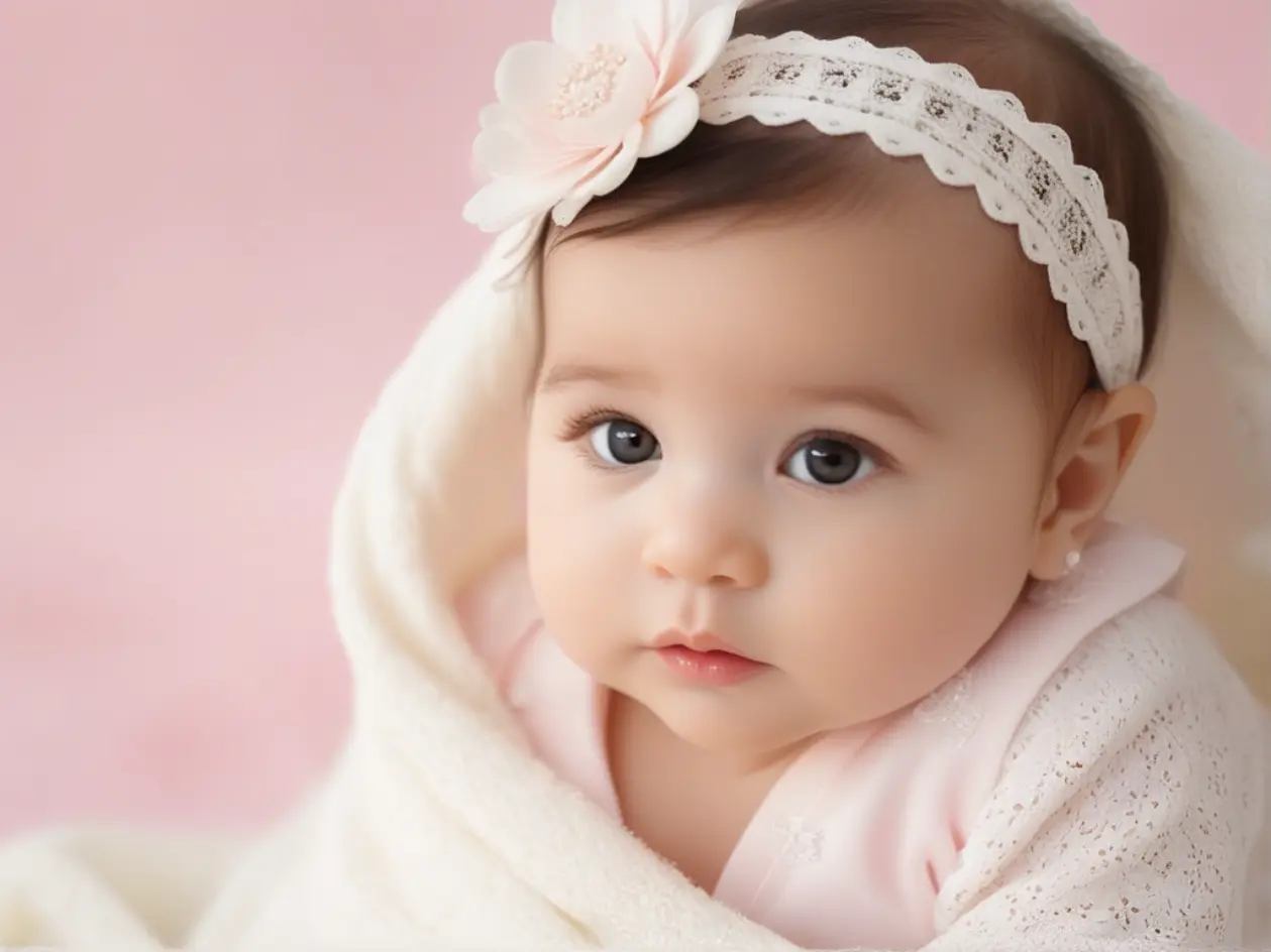 Imagem de um bebê adorável em tons rosa suave, representando a delicadeza e ternura associadas aos nomes bíblicos para bebês em 2024.