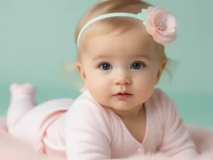 Bebê sorrindo com o nome Elisa Isabella