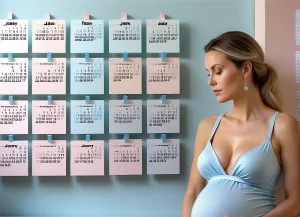 Calculadora Gravidez - Grávida Verificando Data no Calendário