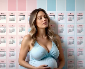 Calculadora Gravidez - Mulher Grávida Registrando Consulta Pré-natal no Calendário