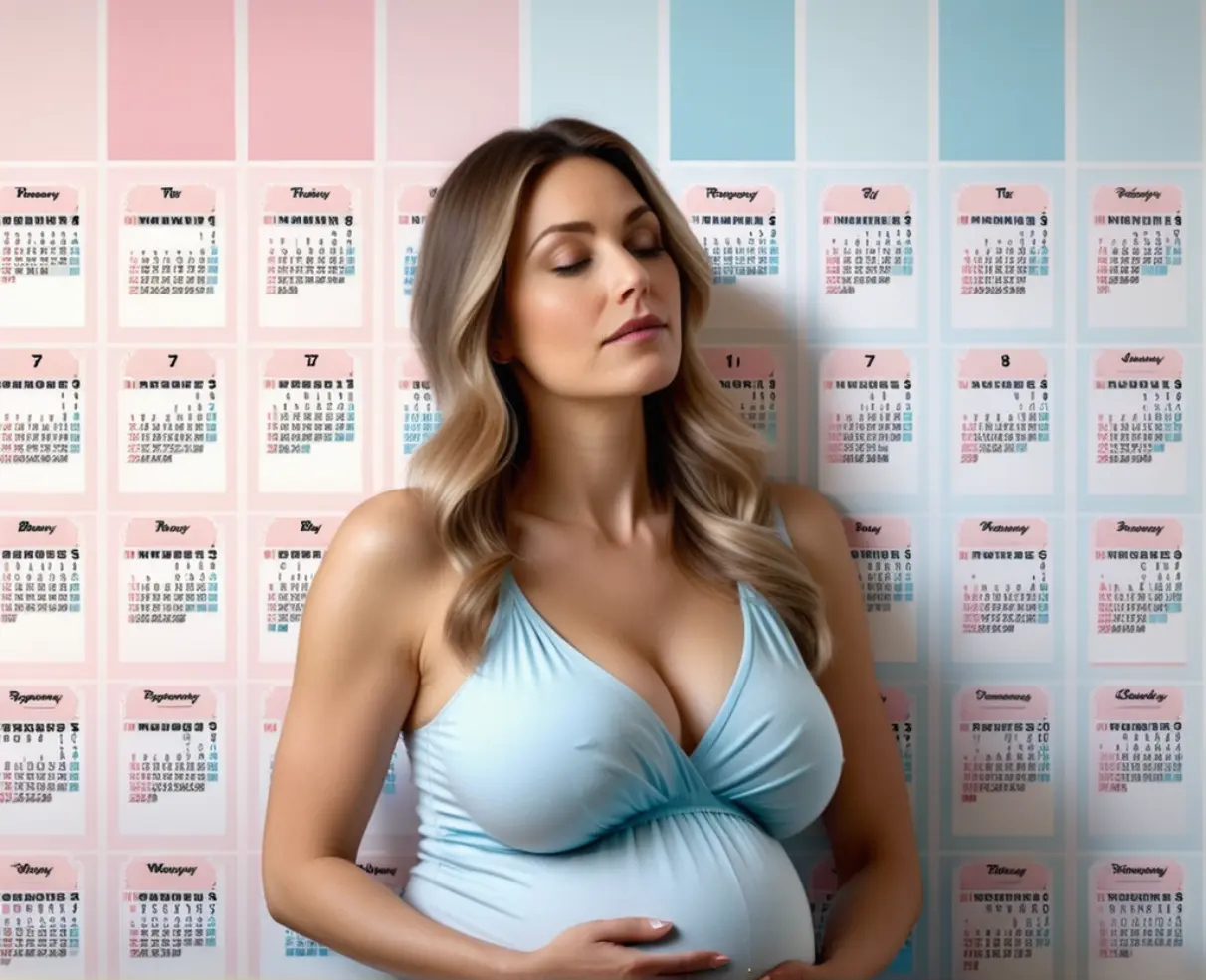 Calculadora Gravidez - Mulher Grávida Registrando Consulta Pré-natal no Calendário