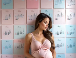 Calculadora Gravidez - Mulher Grávida Planejando Consultas Médicas no Calendário
