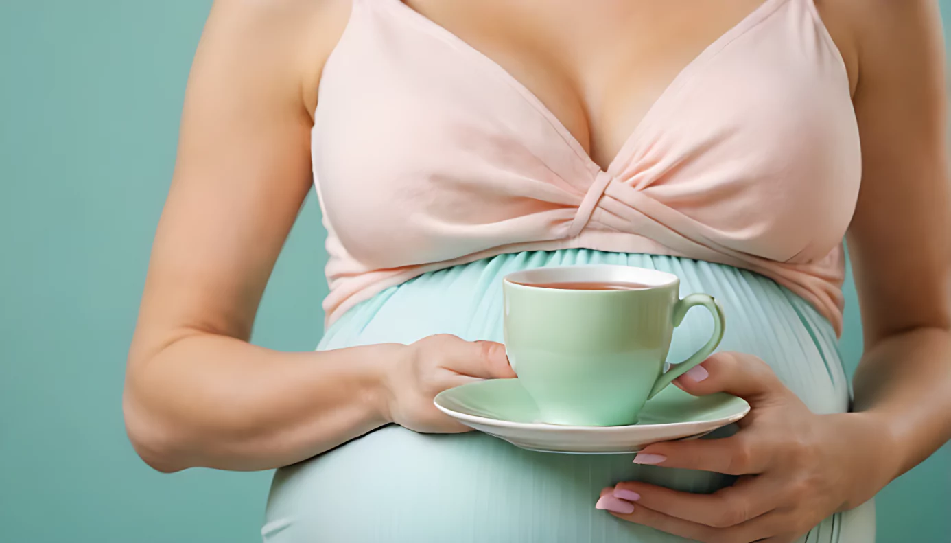 Chá na gravidez: mulher grávida segurando xícara de chá