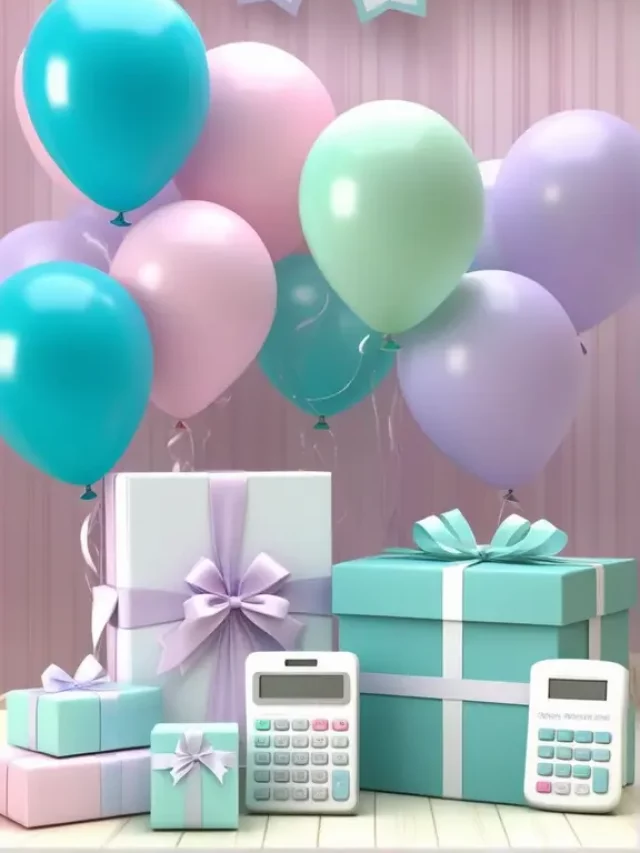 ambiente festivo de chá de bebê com presentes e balões, pronto para celebração.