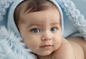 Bebê tranquilo com o nome Benjamin Gabriel