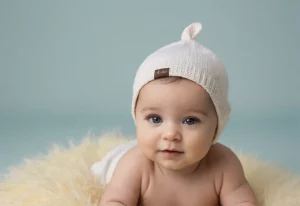 Retrato de um bebê sorridente chamado Lucas