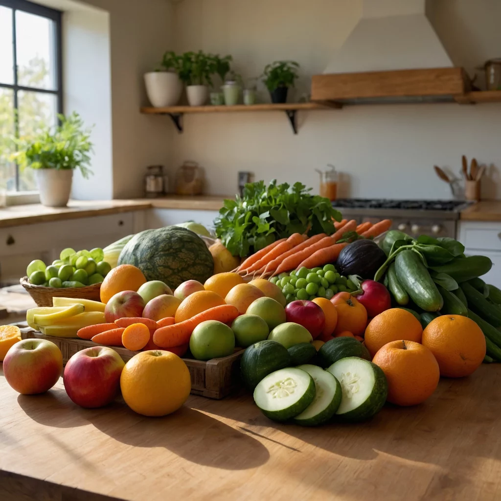 Prato com salada saudável de frutas e vegetais para emagrecer rápido.