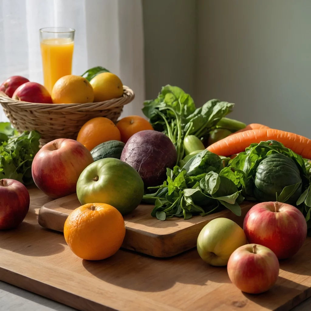 Frutas frescas e vegetais para emagrecer rápido e manter uma alimentação balanceada.