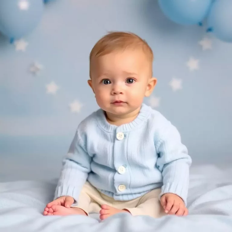 Bebê sorridente em um cenário acolhedor representando o nome Jonas."