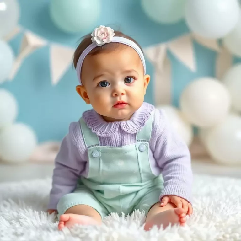 Bebê dormindo com um laço delicado ao lado de sugestões de nomes que combinam com Anabel