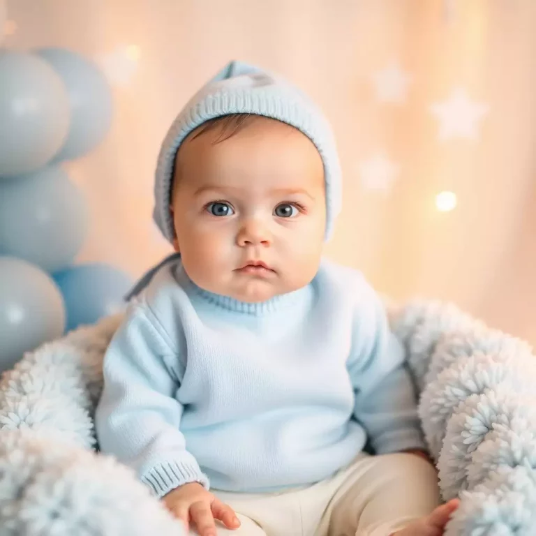 Bebê fofo brincando, representando a elegância e o charme dos nomes Leonardo e Henrique.