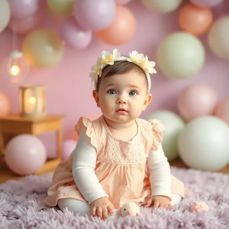 Bebê sorrindo com nome Luna, completado por opções de combinações de nomes.