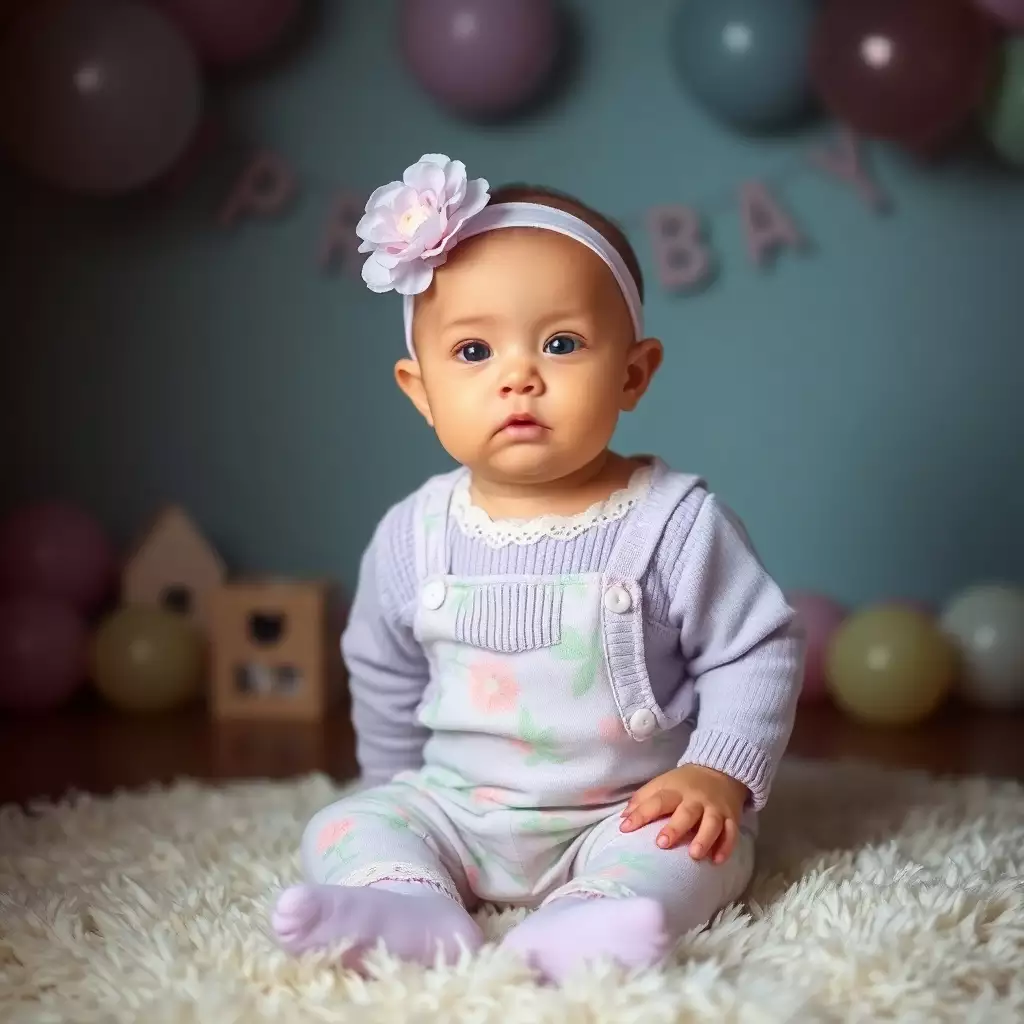 Bebê menina em um ambiente suave e acolhedor, simbolizando a simplicidade e graça do nome Selma.