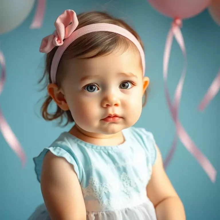Bebê menina com um laço estiloso, simbolizando a elegância do nome Valéria.