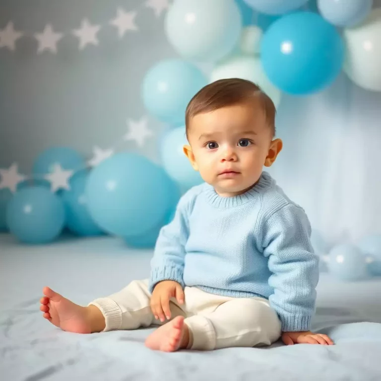 Bebê com expressão determinada representando o nome Heitor