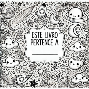 Página com criaturas espaciais fofas para colorir.