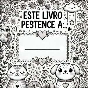 Página interna com desenho fofinho de ursinho segurando balão, com ilustrações adoráveis e construídas.