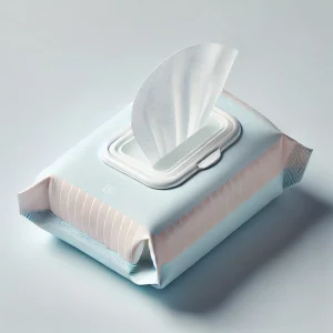 Mãe limpando delicadamente o rosto de um bebê com Lenços Umedecidos Huggies.