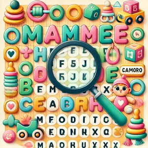 Crianças jogando caça-palavras educativo em um tablet. Jogo interativo para estimular a mente e desenvolver habilidades cognitivas.