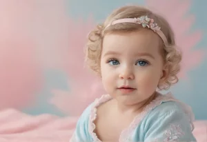 Bebê de olhos brilhantes, transmitindo alegria e vivacidade.