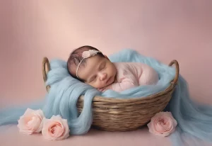 Bebê de olhos brilhantes, transmitindo alegria e vivacidade.
