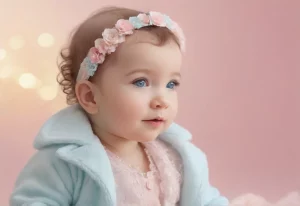 Bebê de olhos brilhantes, transmitindo alegria e vivacidade.