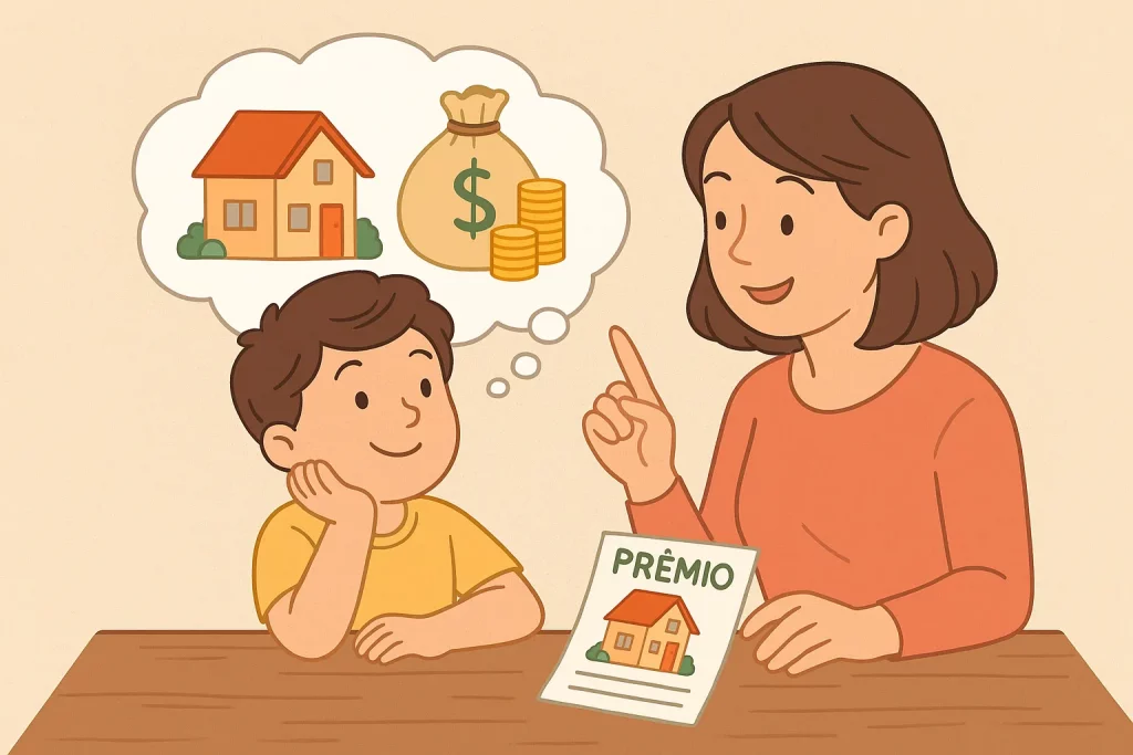 Como criar metas financeiras com crianças pensando em sonhos como casa própria e prêmios futuros
