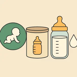 Ícones de leite infantil, mamadeira, pote de fórmula e bebê