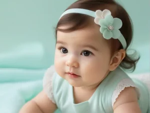 bebê com olhar firme simbolizando a vibração forte do nome Alicia