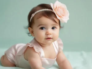 bebê enrolada em manta rosa clara simbolizando doçura e paz