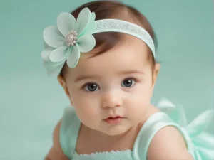 bebê com faixa de flor representando pureza e significado do nome Alice